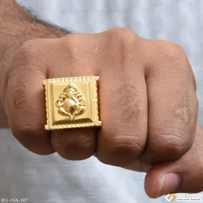 1 Gram Gold Forming Ganpati Stylish Design Best Quality Ring for Men - Style A307