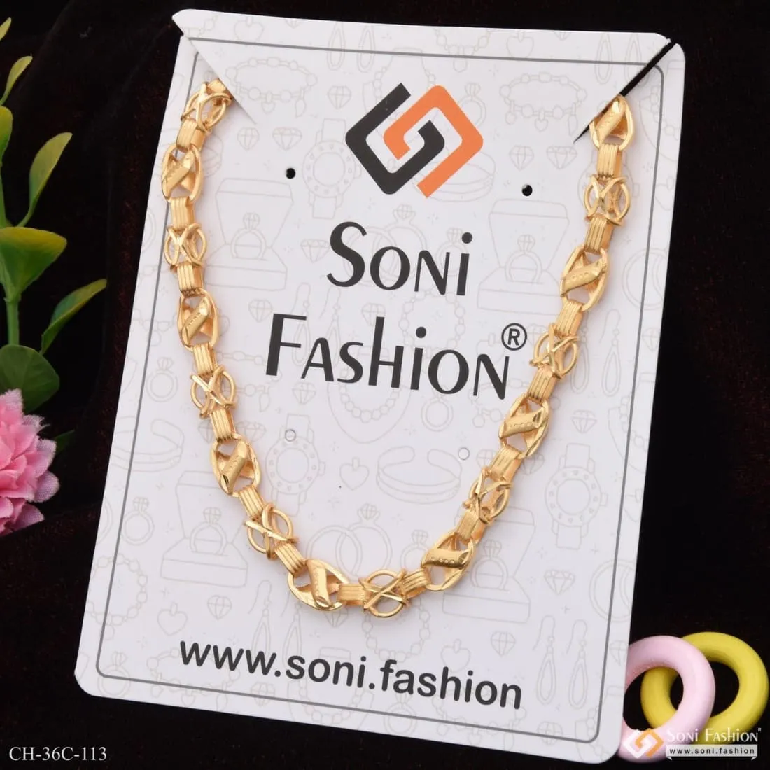 1 Gram Gold Forming Kohli Stylish Design Best Quality Chain for Men - Style C113