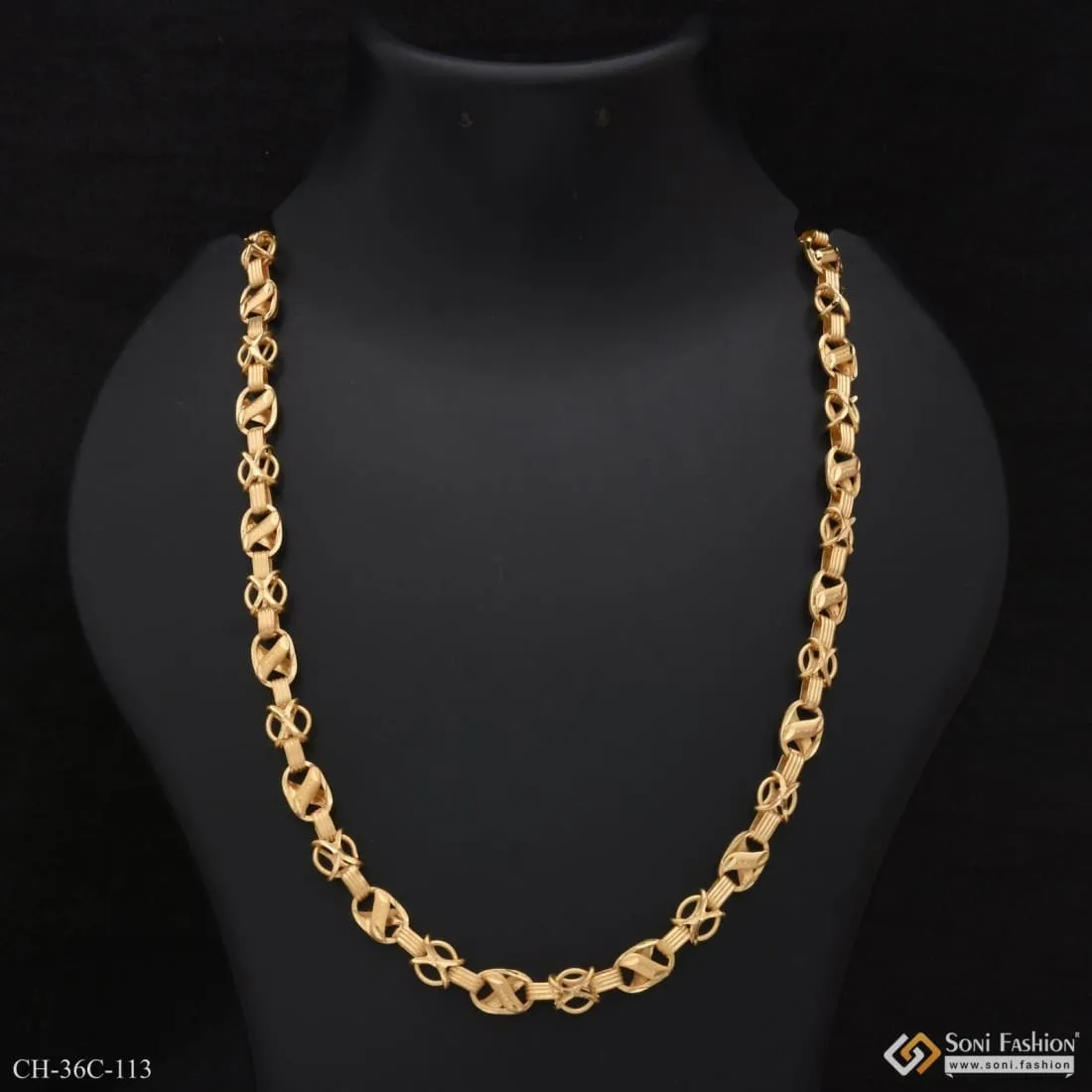 1 Gram Gold Forming Kohli Stylish Design Best Quality Chain for Men - Style C113