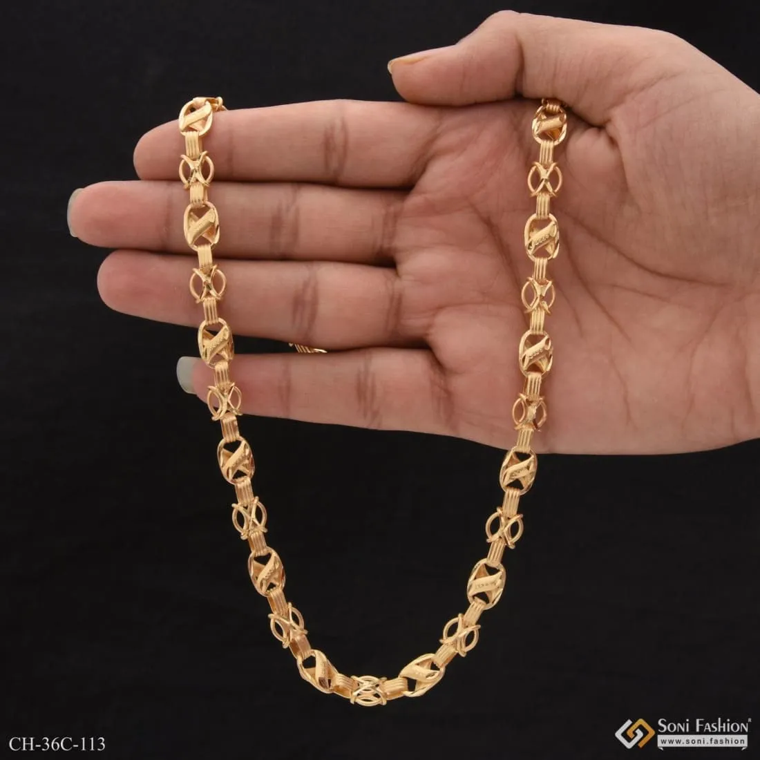 1 Gram Gold Forming Kohli Stylish Design Best Quality Chain for Men - Style C113