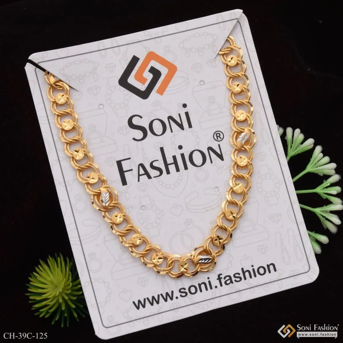 1 Gram Gold Forming Kohli Stylish Design Best Quality CHAIN for Men - Style C125