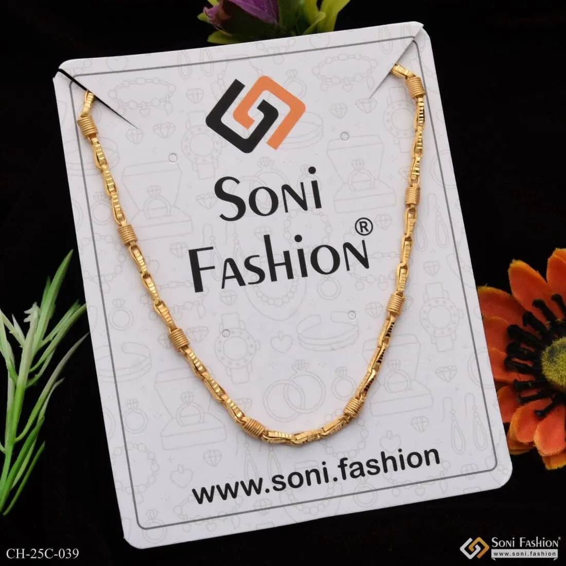 1 Gram Gold Forming Spring Stylish Design Best Quality Chain for Men - Style C039