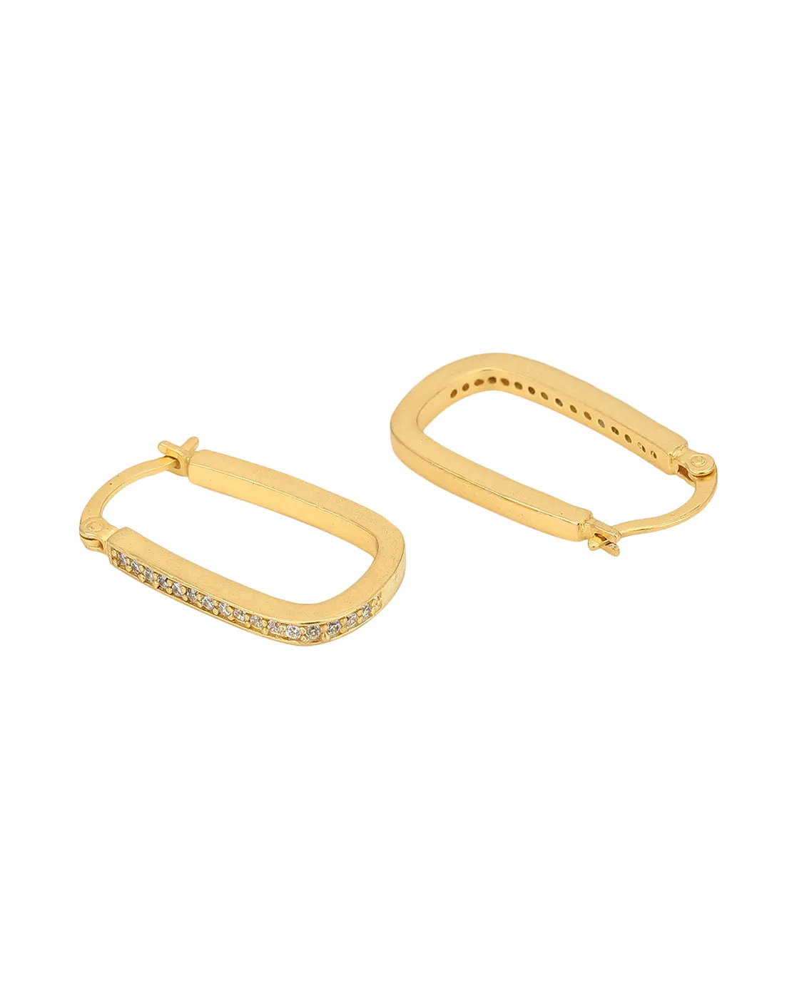 18Kt Gold Plated With Zirconia Stylish Studded Hoop Earring