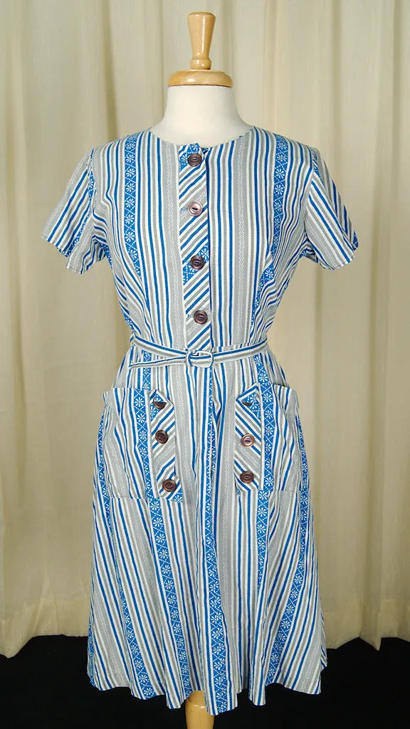 1950s Striped Pocket Day Dress