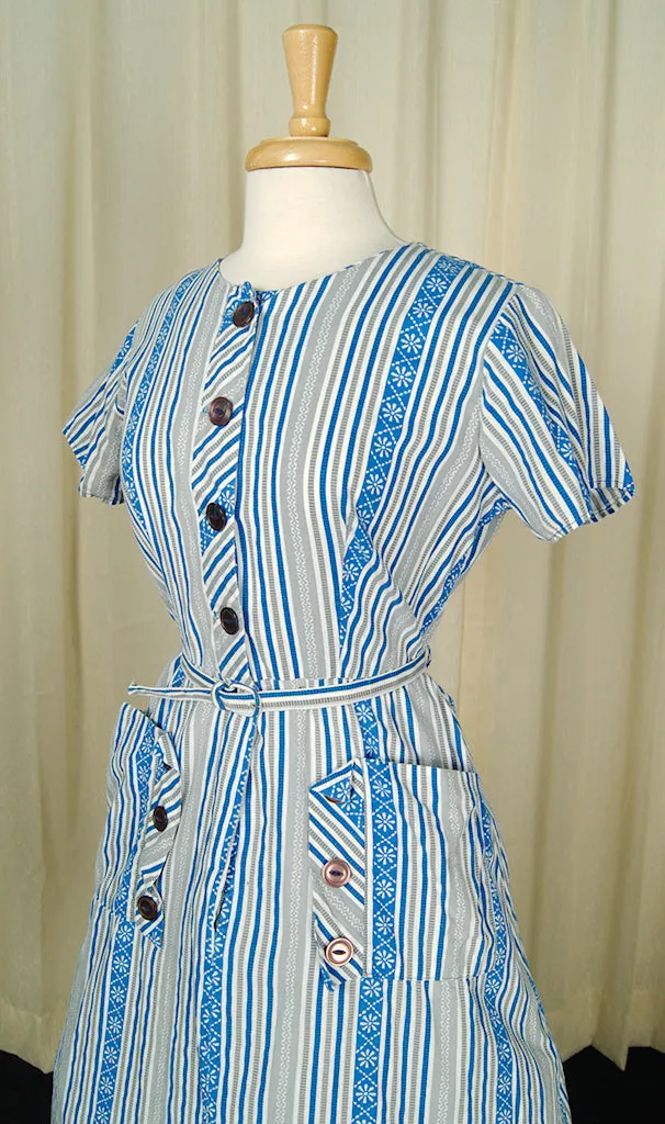 1950s Striped Pocket Day Dress