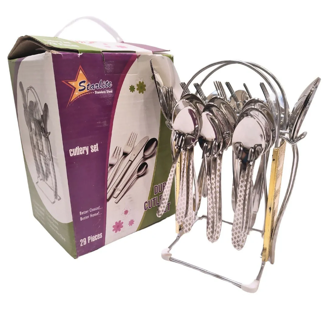 29 Pcs Stainless Steel Cutlery Set With Stand- Stylish Durable- New Design