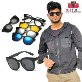 5 In 1 Magic Vision Stylish Sunglasses - Quick change Magnet Lenses 5 Different Colors Both For Men and Women