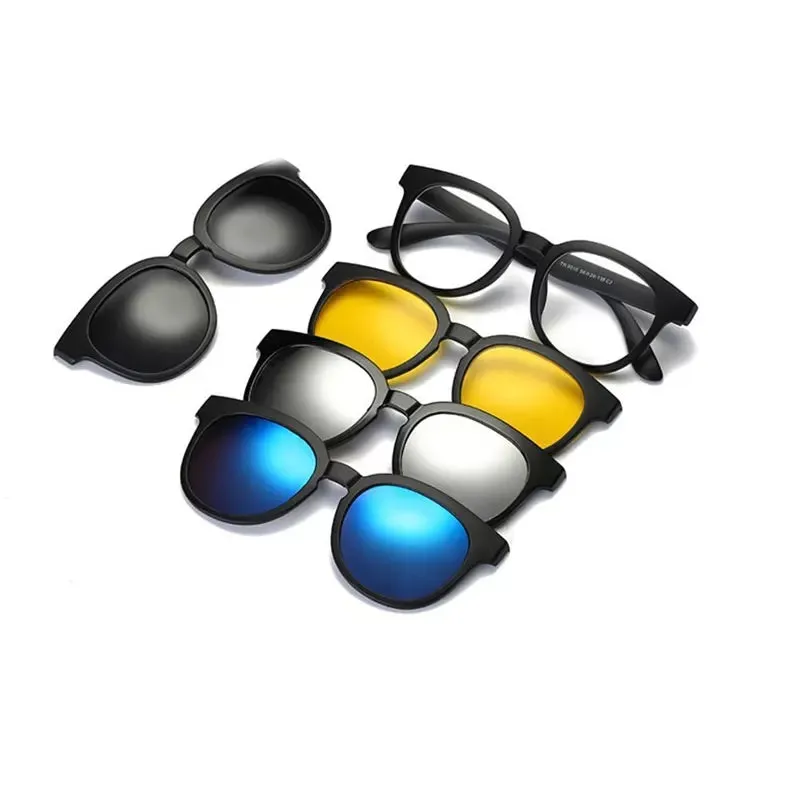 5 In 1 Magic Vision Stylish Sunglasses - Quick change Magnet Lenses 5 Different Colors Both For Men and Women