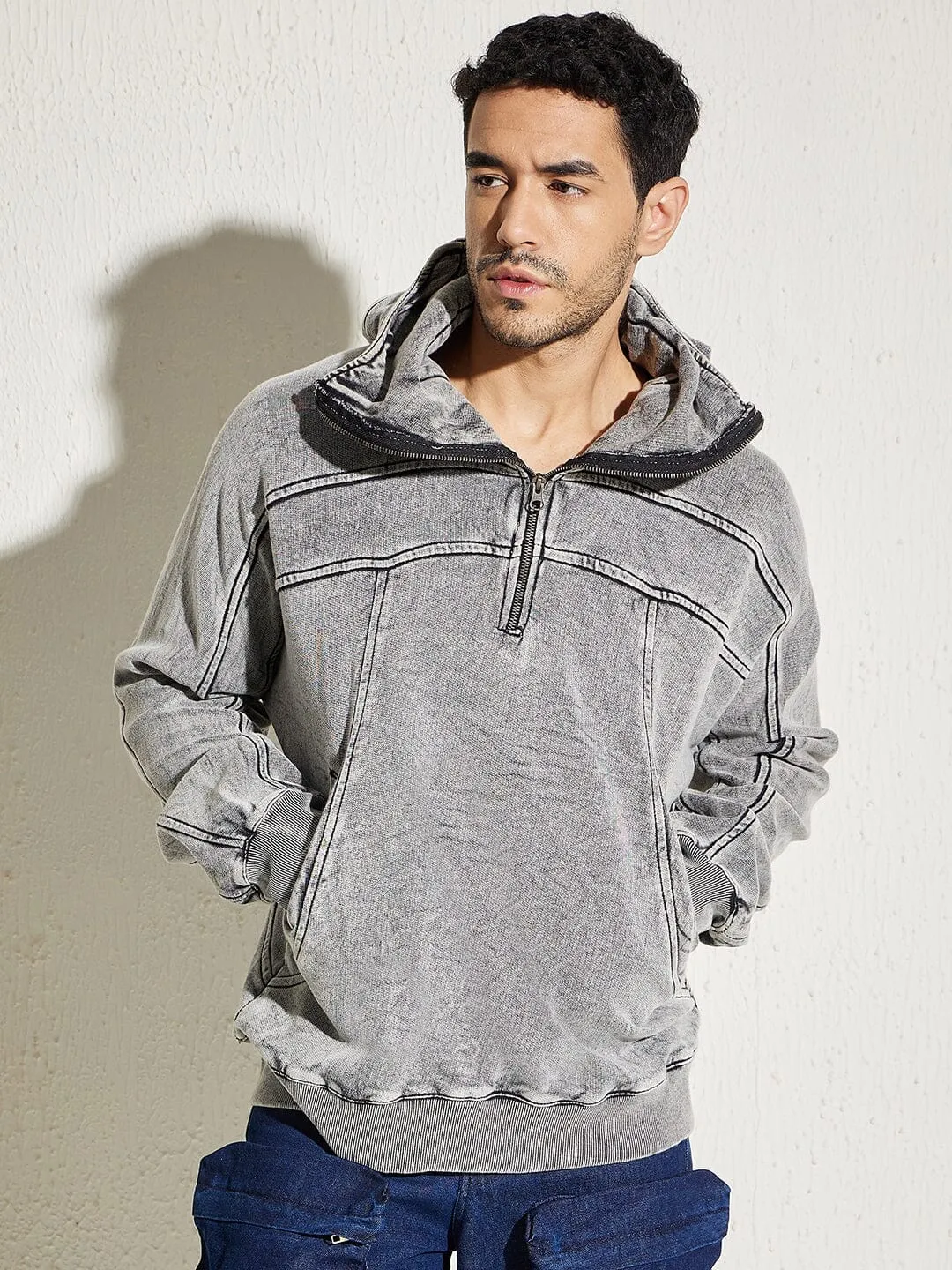 Acid Washed Baggy Smugglers Hooded Sweatshirt