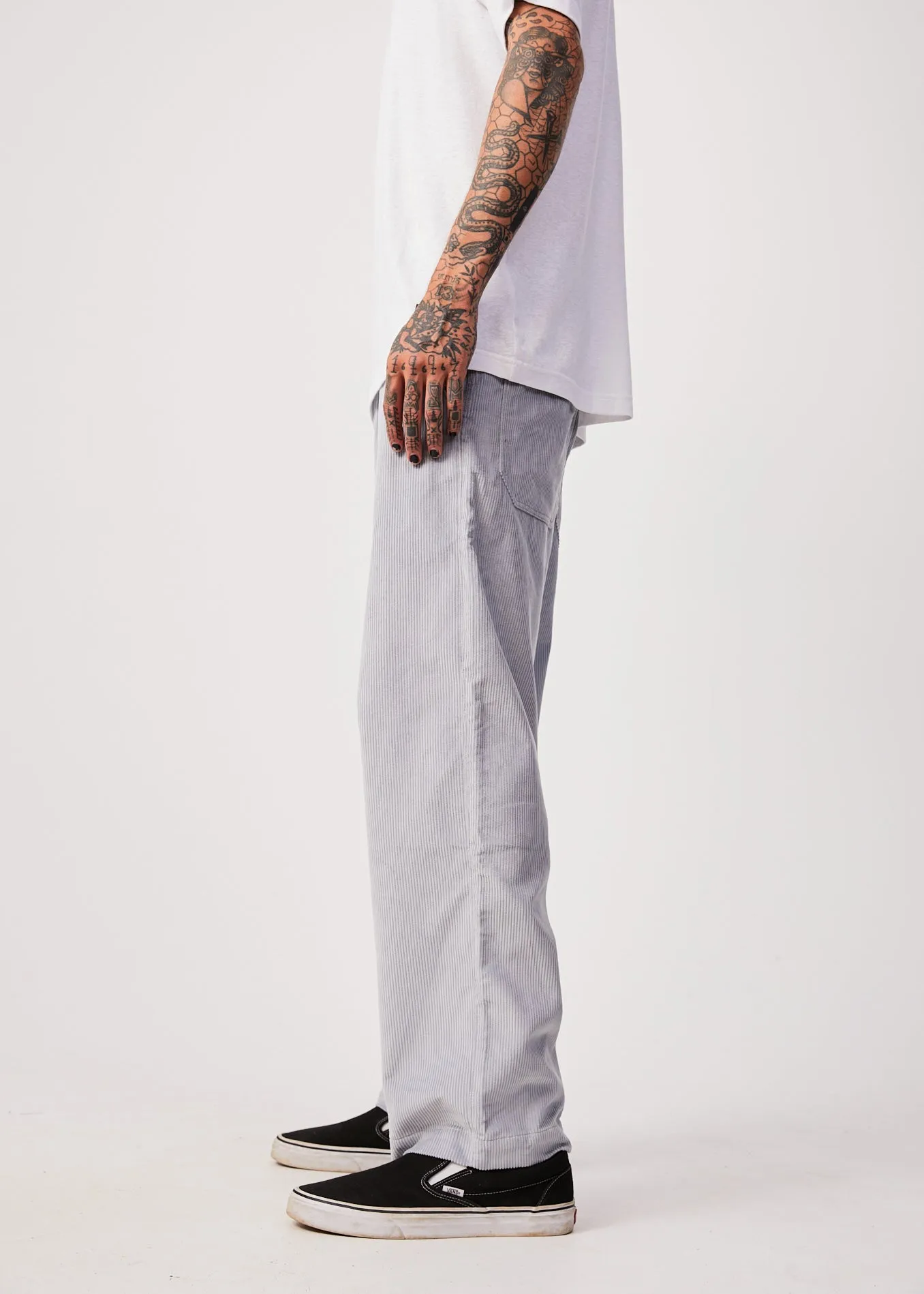 AFENDS Mens Louie - Corduroy Baggy Pants - Grey