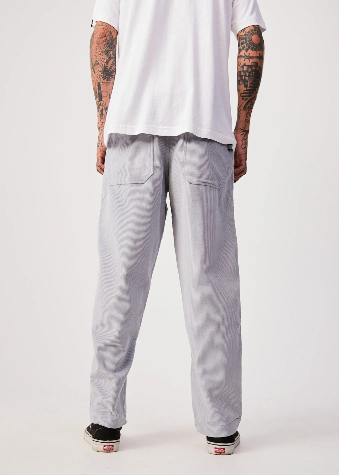 AFENDS Mens Louie - Corduroy Baggy Pants - Grey