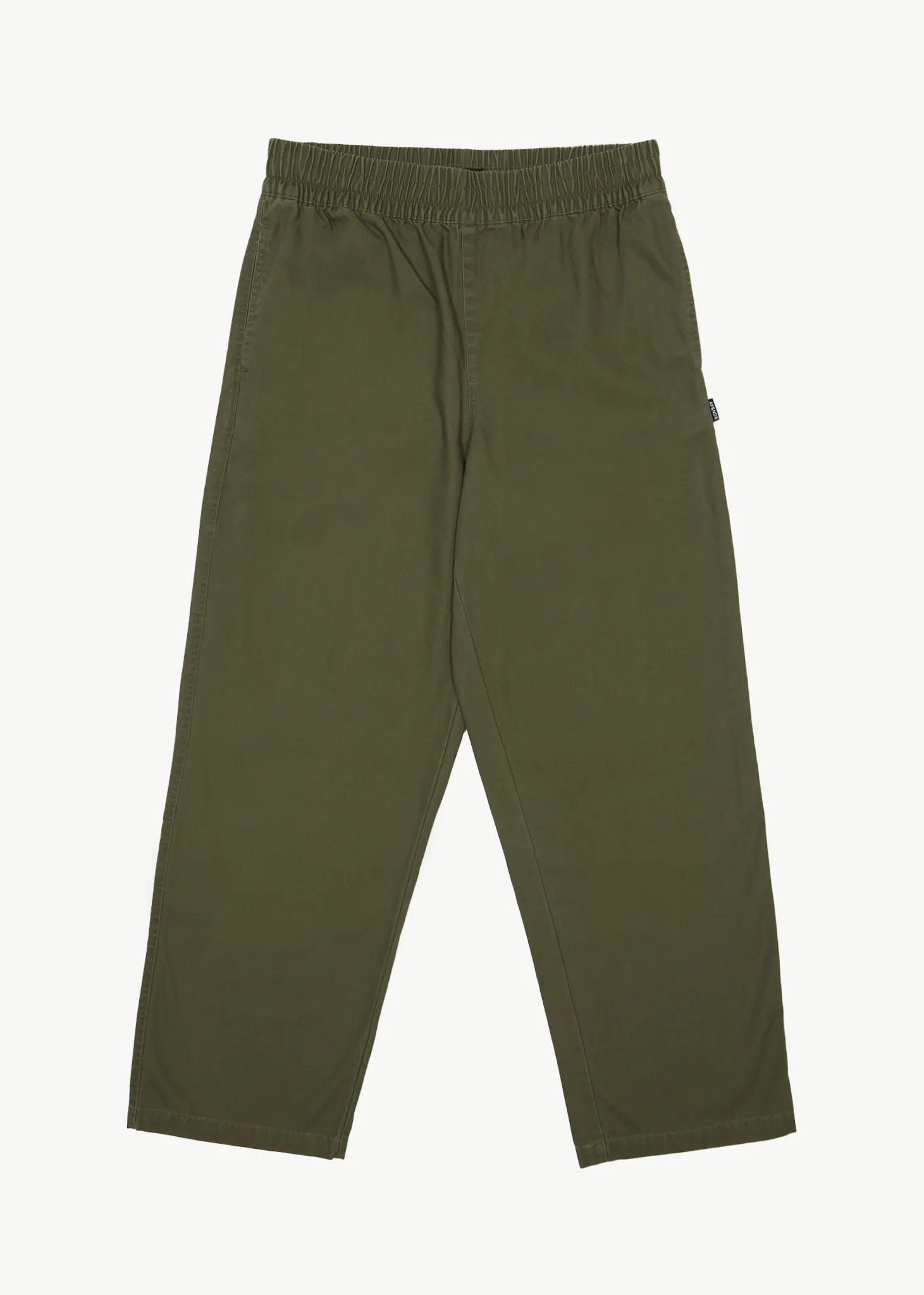 AFENDS Mens Ninety Eights - Baggy Elastic Waist Pants - Military