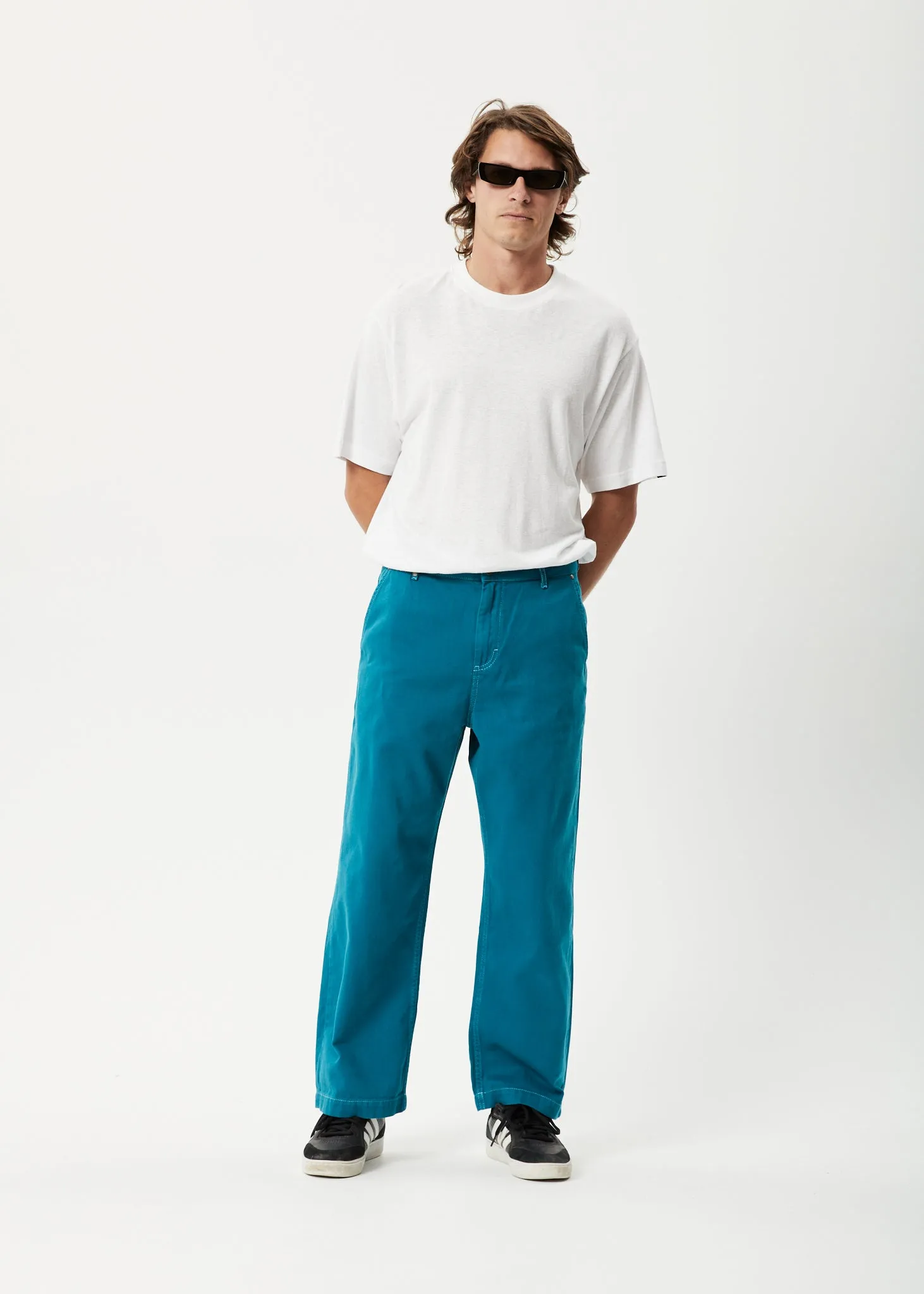 AFENDS Mens Pablo - Baggy Pants - Azure