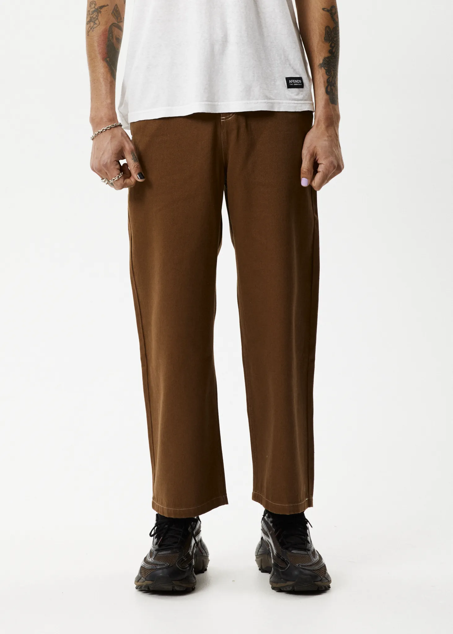 AFENDS Mens Pablo - Baggy Pants - Toffee