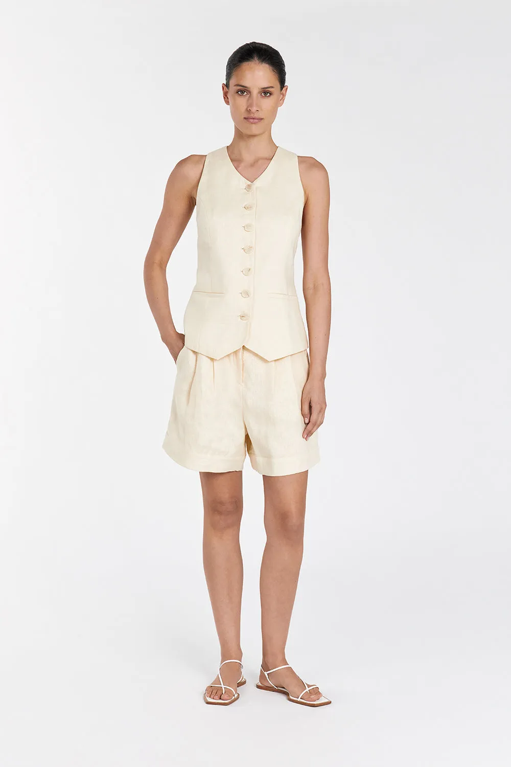 ALONDRA LEMON LINEN SHORT