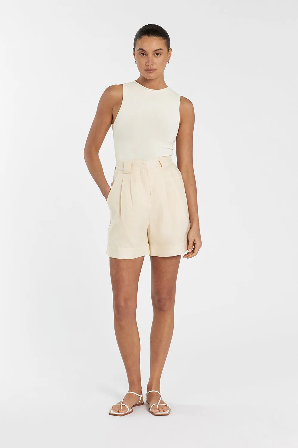 ALONDRA LEMON LINEN SHORT