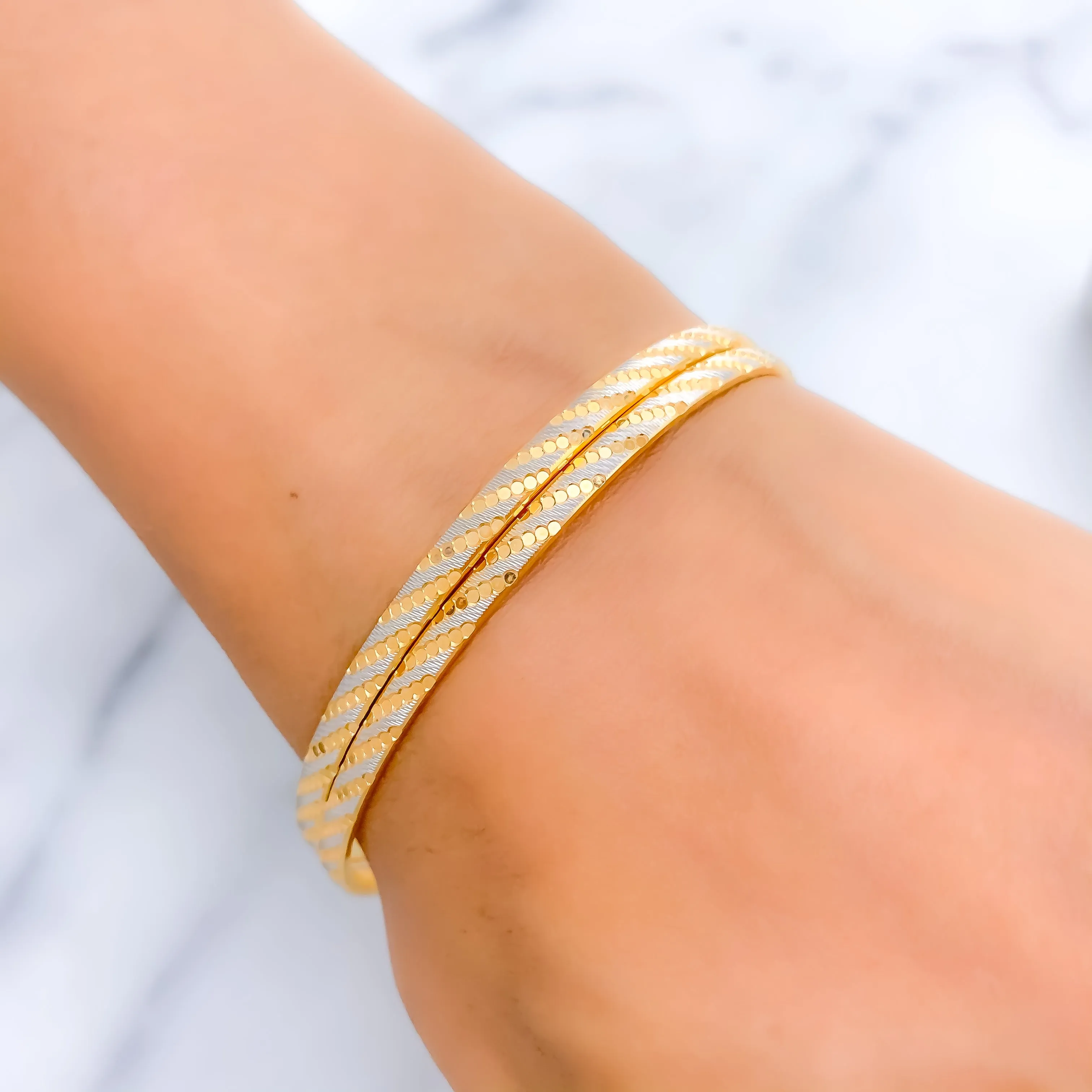 Alternating Diagonal Striped Bangles