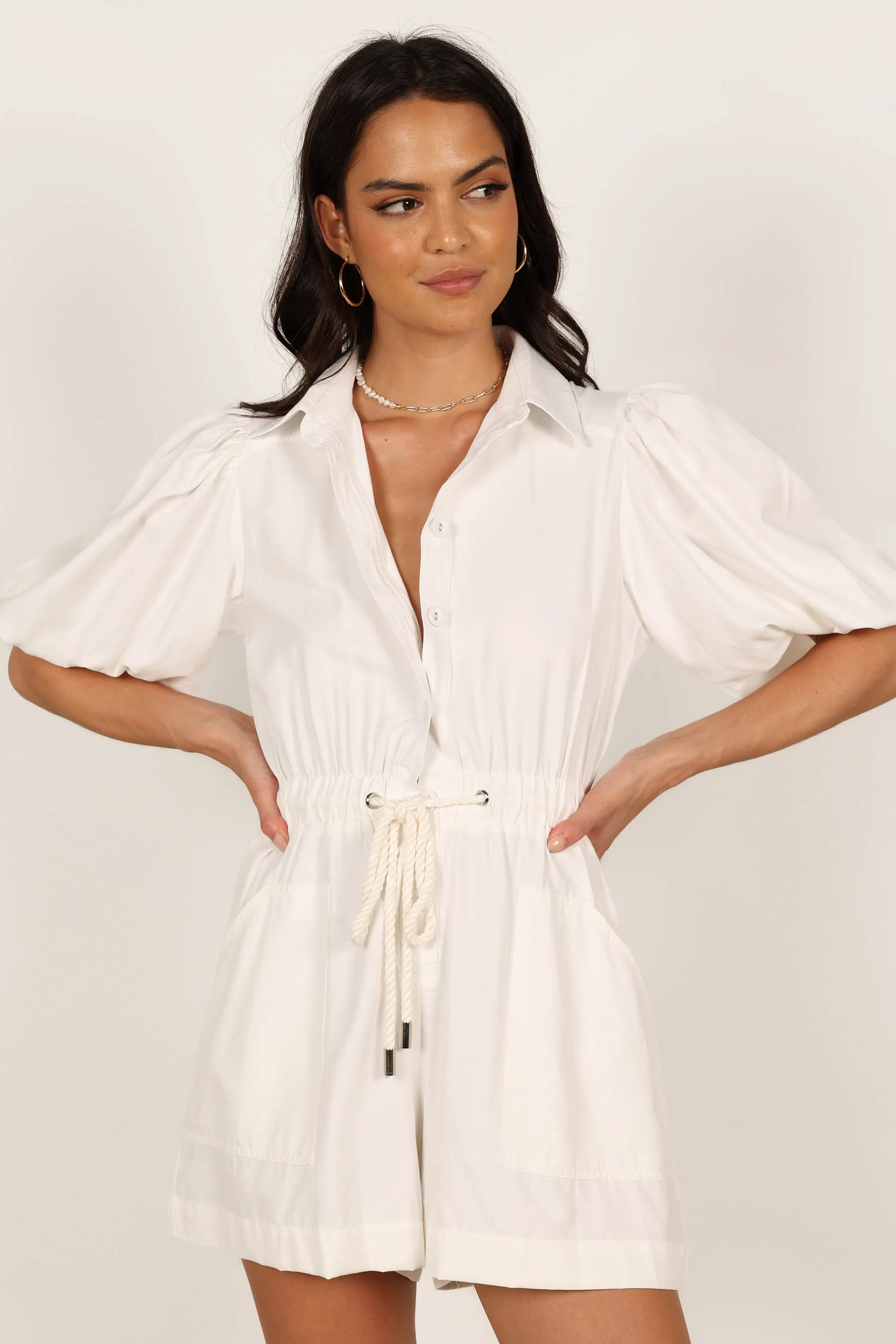 Annie Linen Playsuit - White