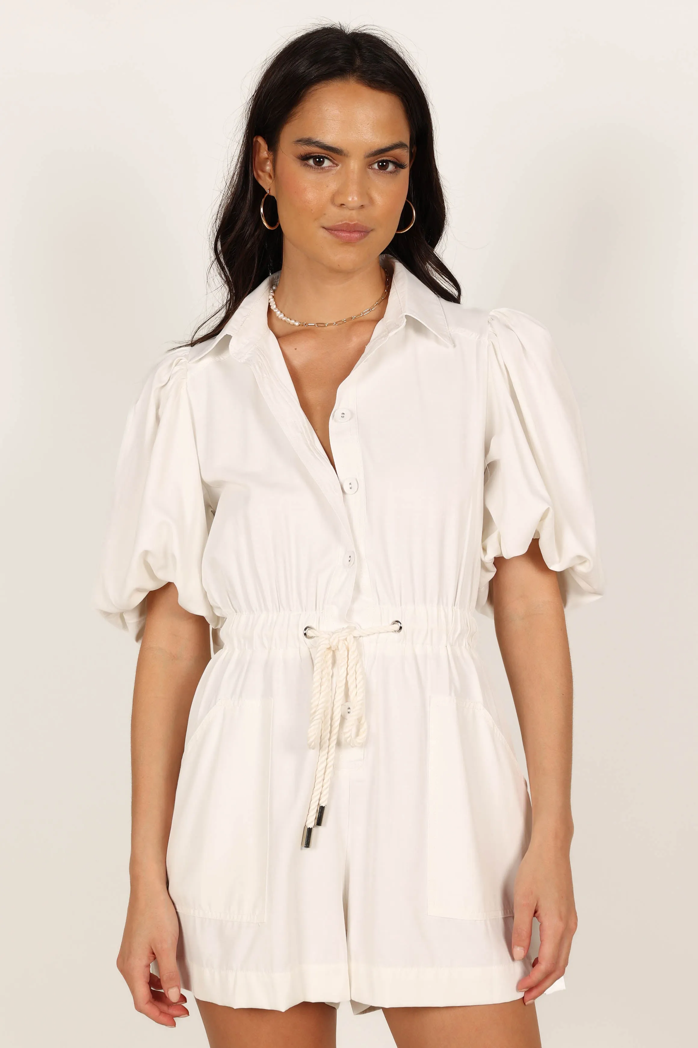 Annie Linen Playsuit - White