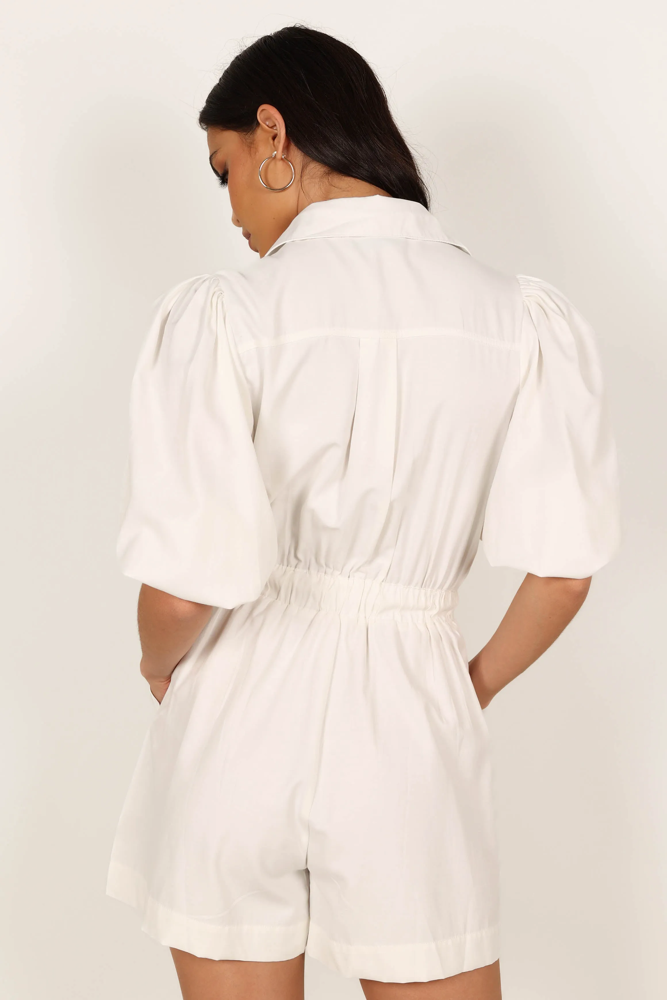 Annie Linen Playsuit - White