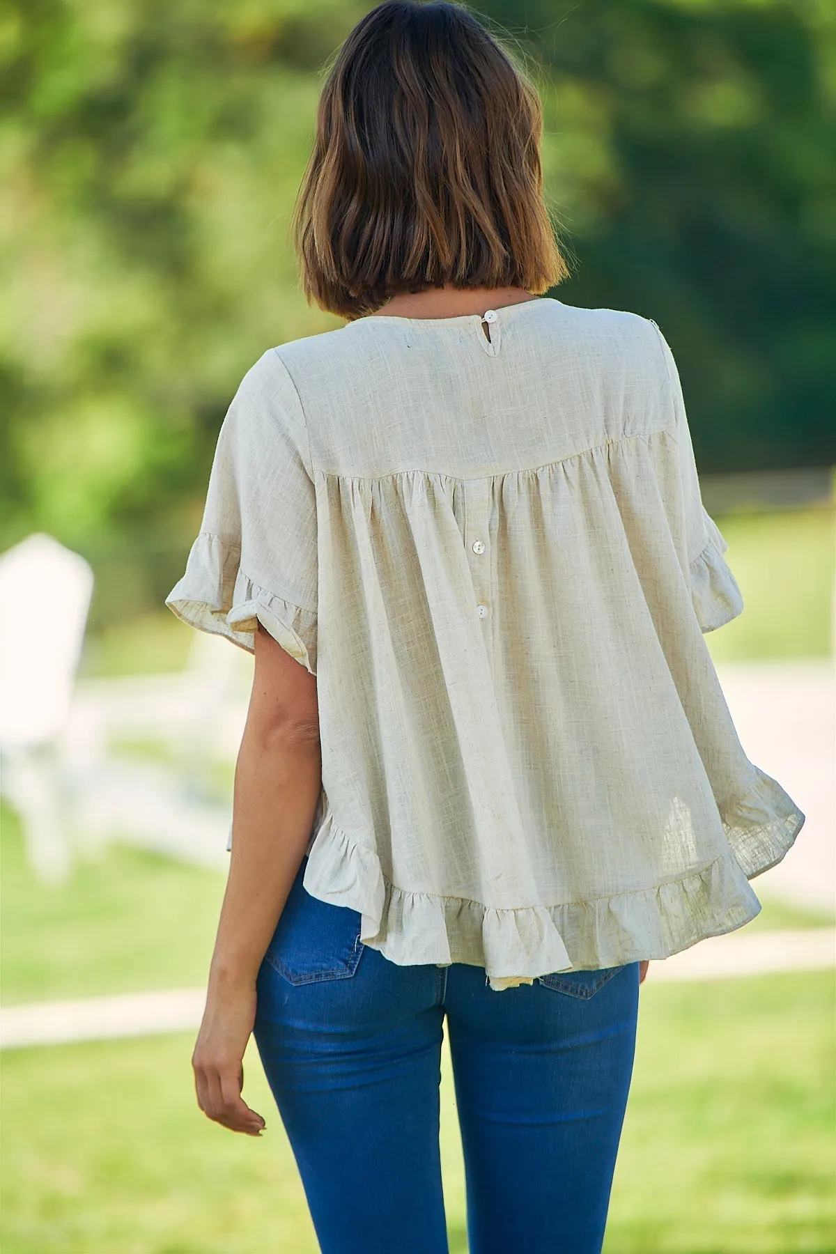 Aries Beige Linen Tee