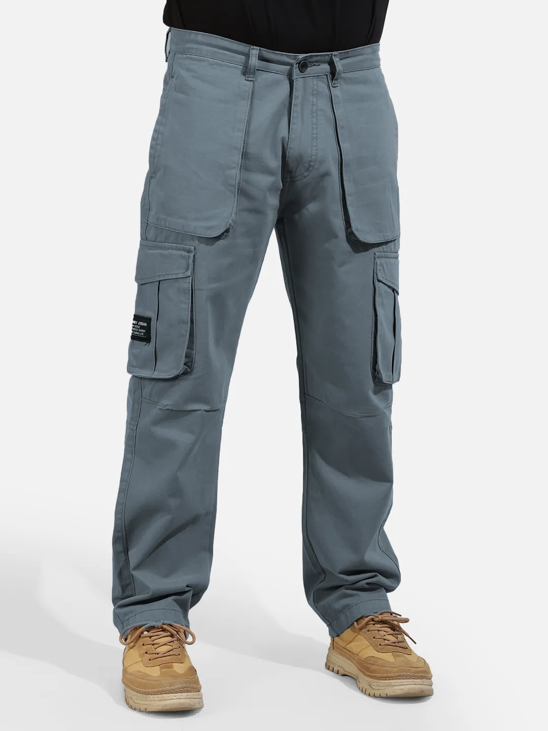 Ash Grey Cotton Twill Tactical Baggy Fit Cargo