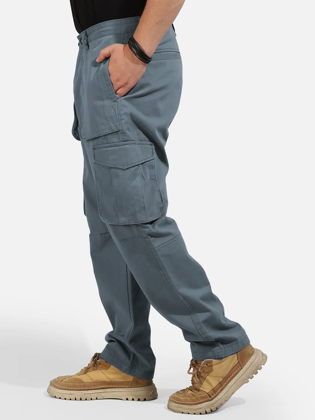 Ash Grey Cotton Twill Tactical Baggy Fit Cargo