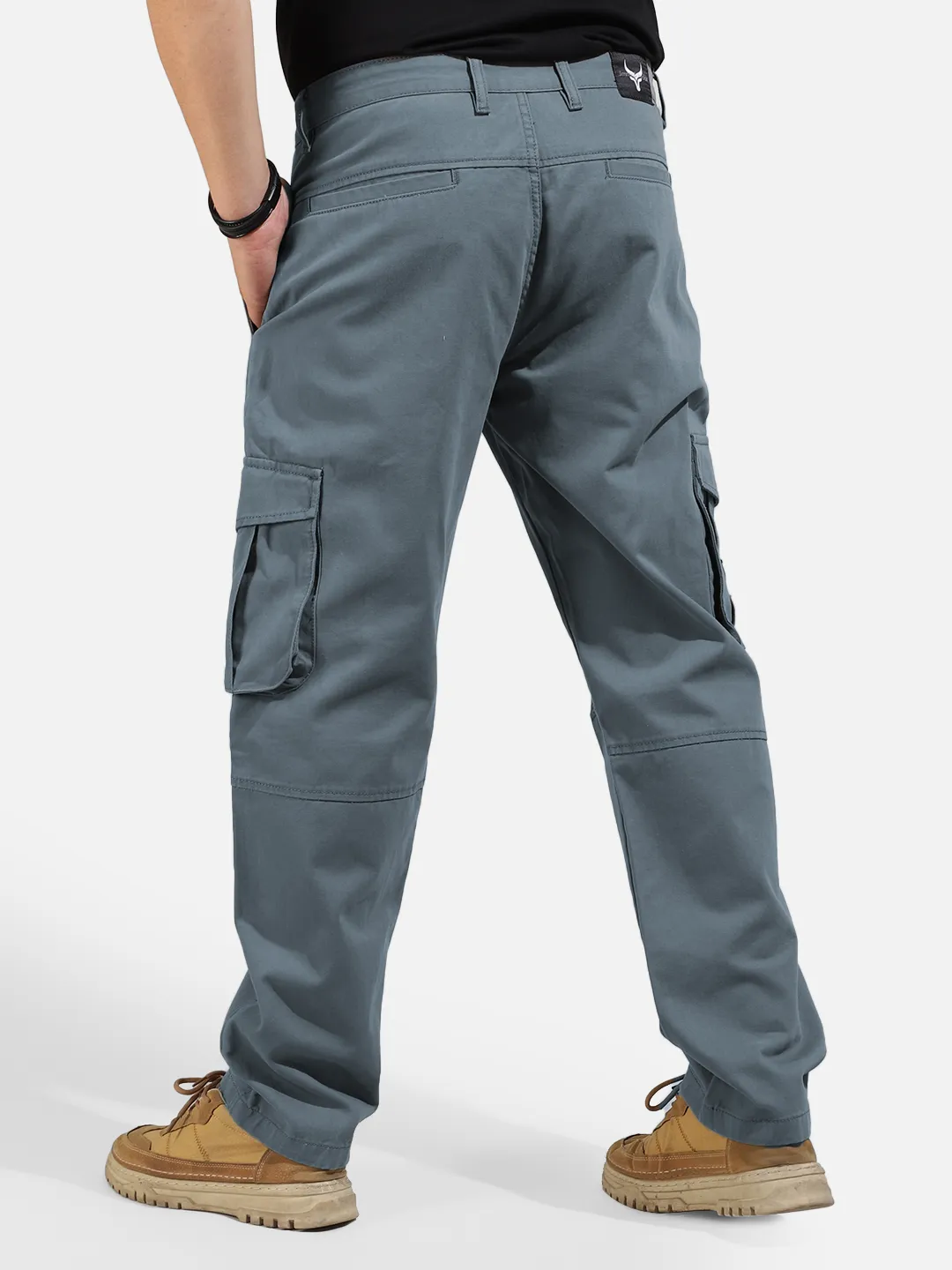 Ash Grey Cotton Twill Tactical Baggy Fit Cargo