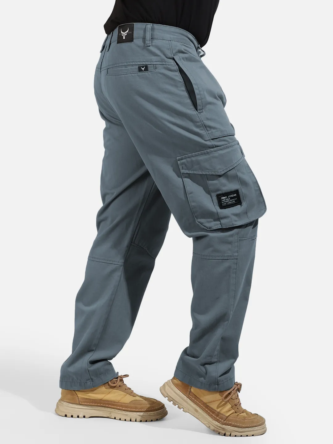 Ash Grey Cotton Twill Tactical Baggy Fit Cargo