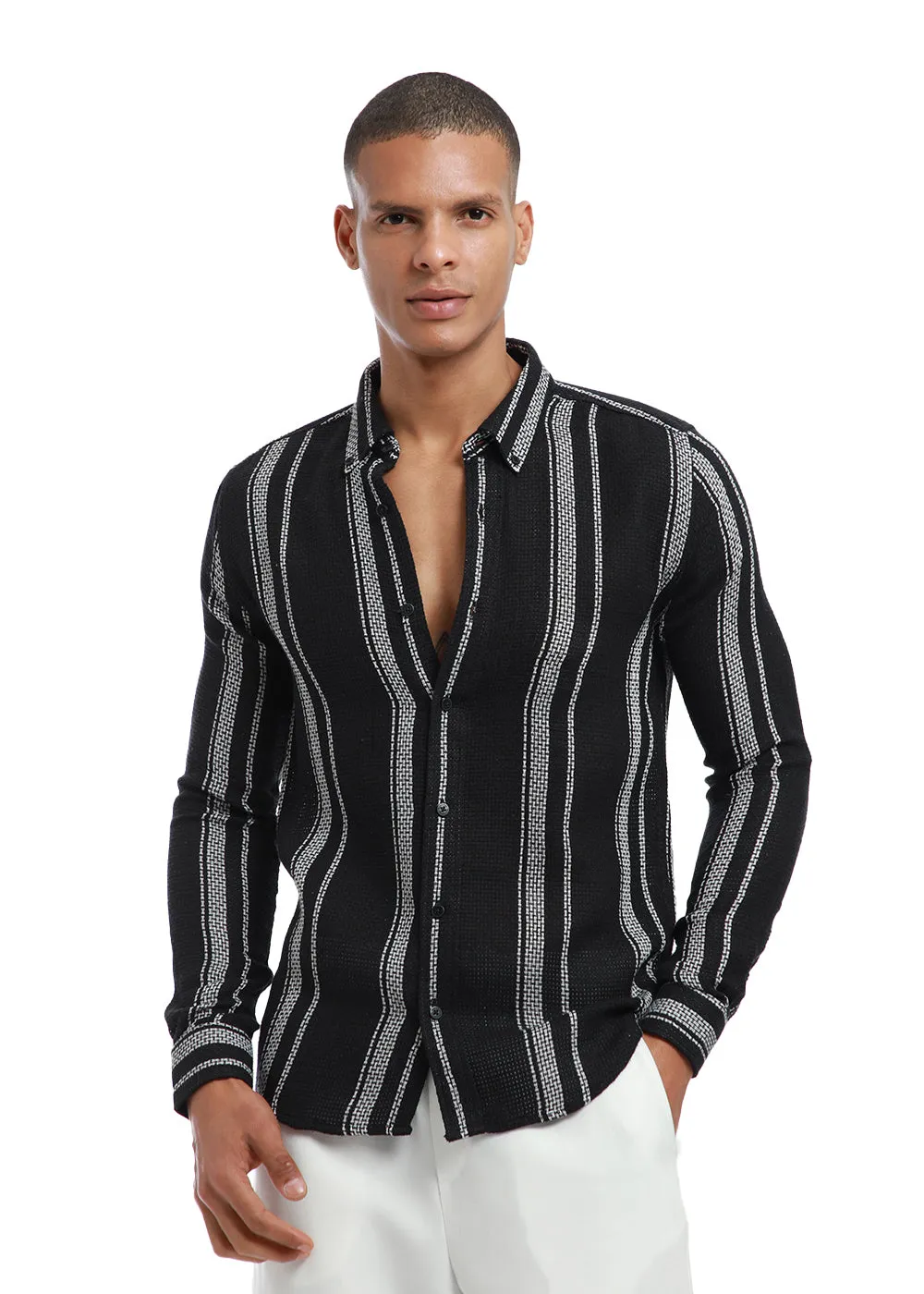 Aspect Black Striped Shirt