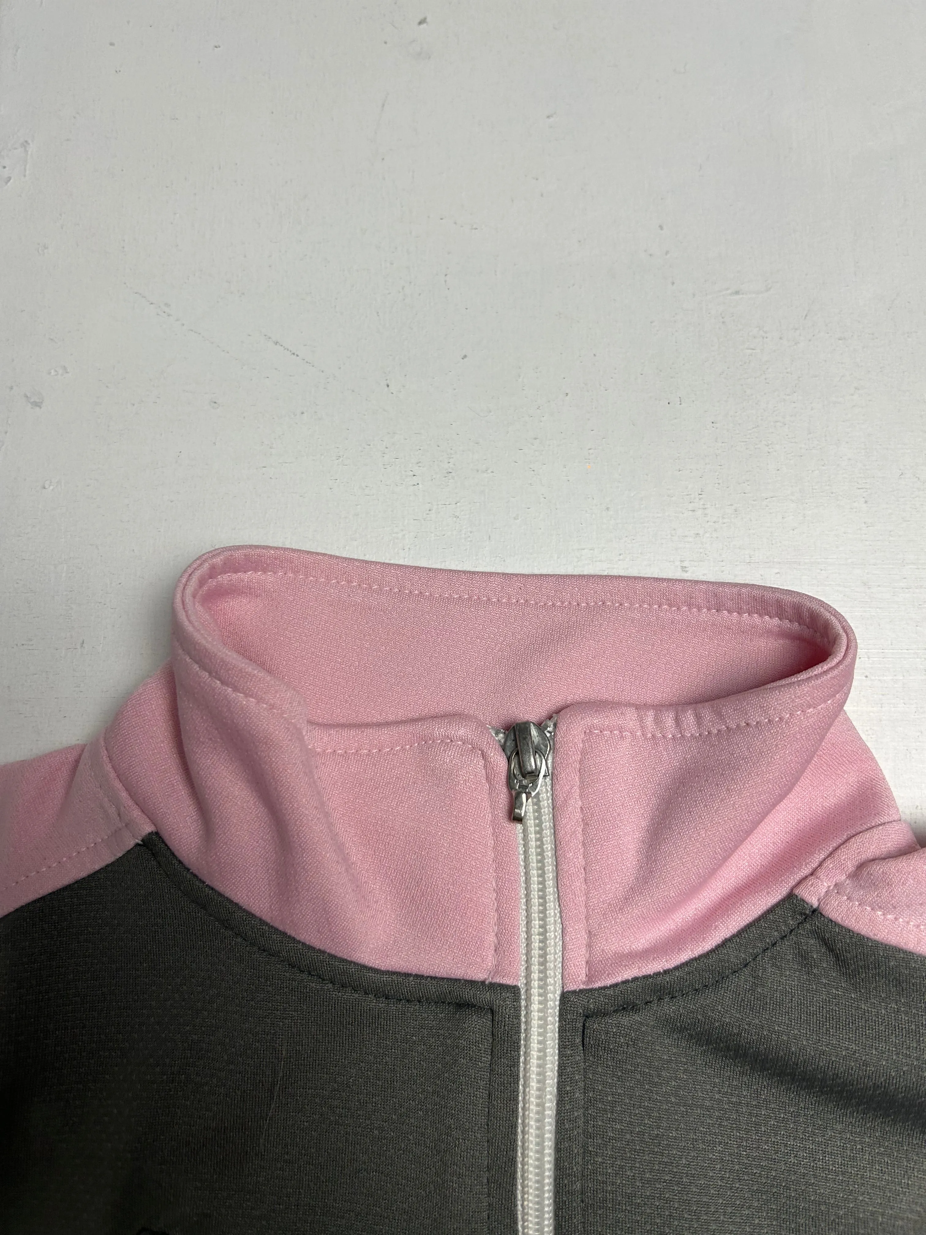 Baby pink & grey asymmetric zip up sporty jacket (S/M)