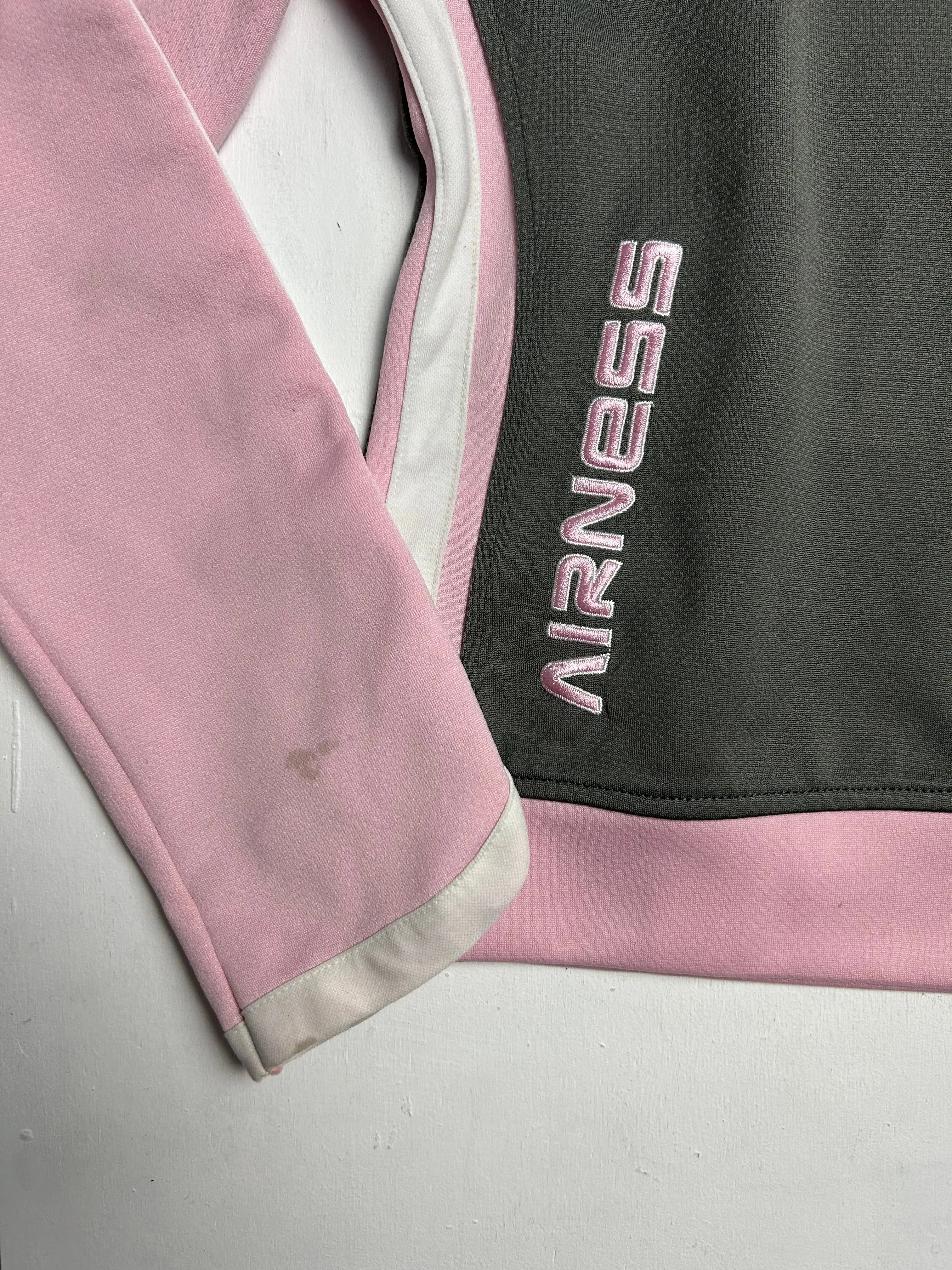 Baby pink & grey asymmetric zip up sporty jacket (S/M)