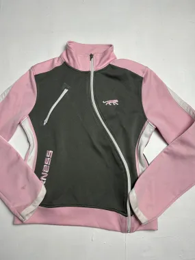 Baby pink & grey asymmetric zip up sporty jacket (S/M)