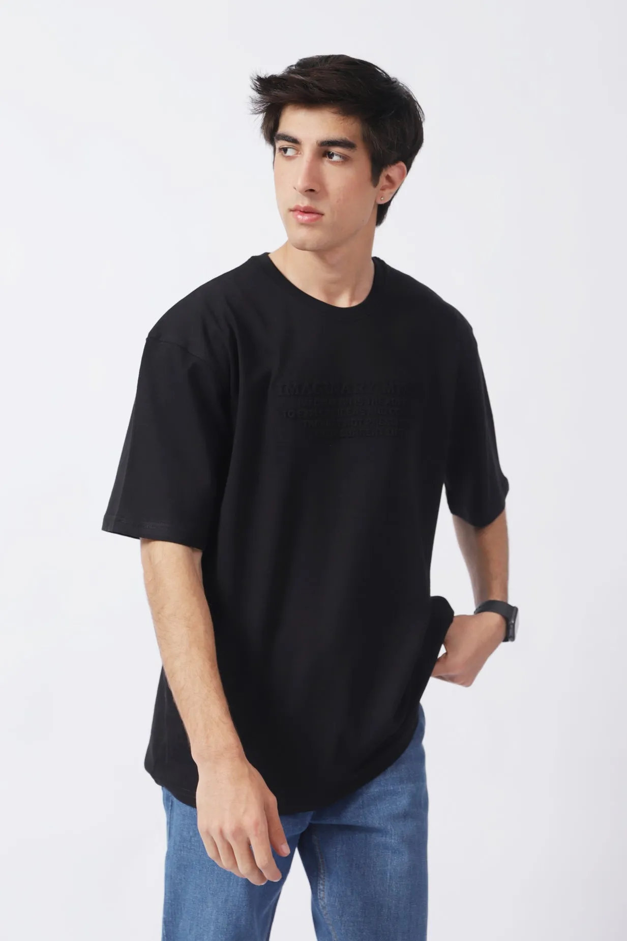 BAGGY FIT EMBOSSED GRAPHIC TEE