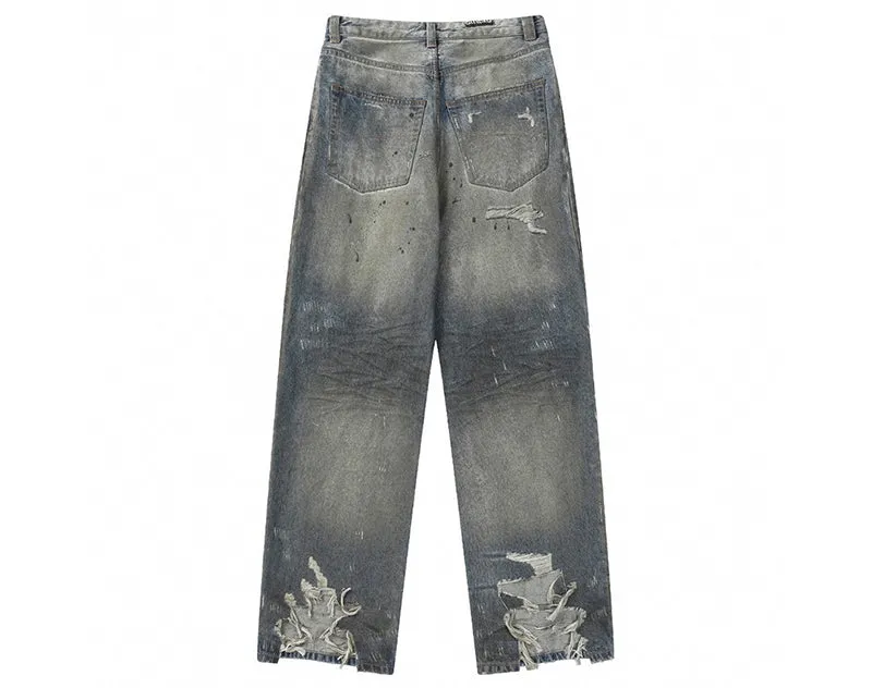 Balenciaga Mud Oil Spilled Denim Baggy Version In Blue