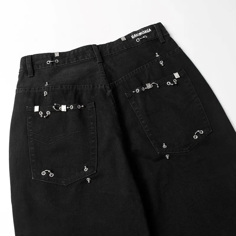 Balenciaga PIERCED BAGGY PANTS IN BLACK