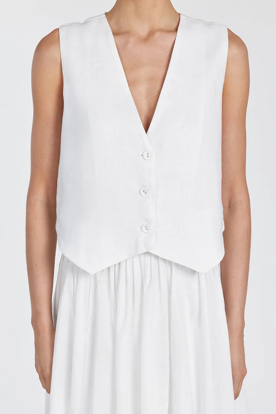 BANKS WHITE LINEN VEST