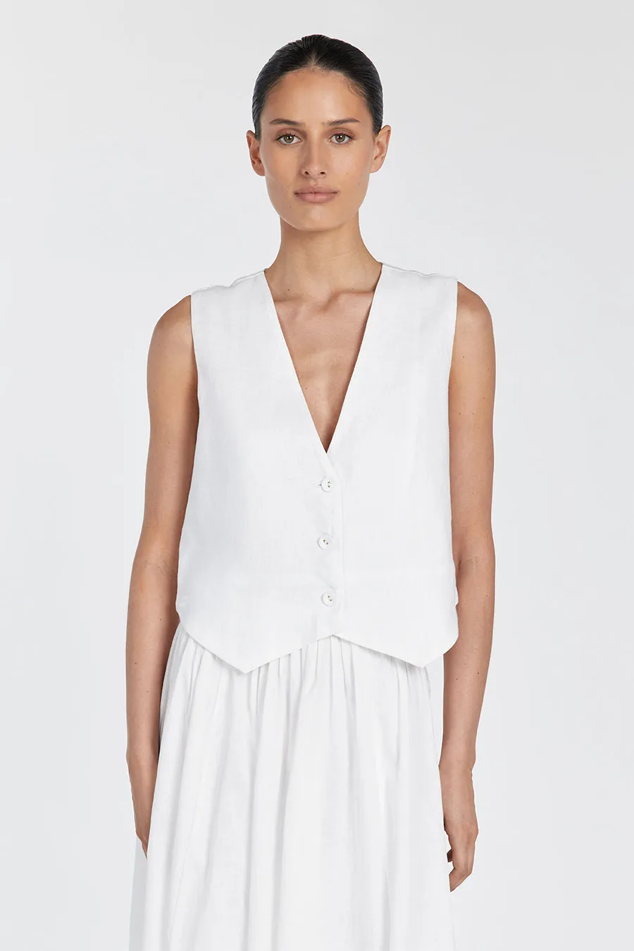 BANKS WHITE LINEN VEST