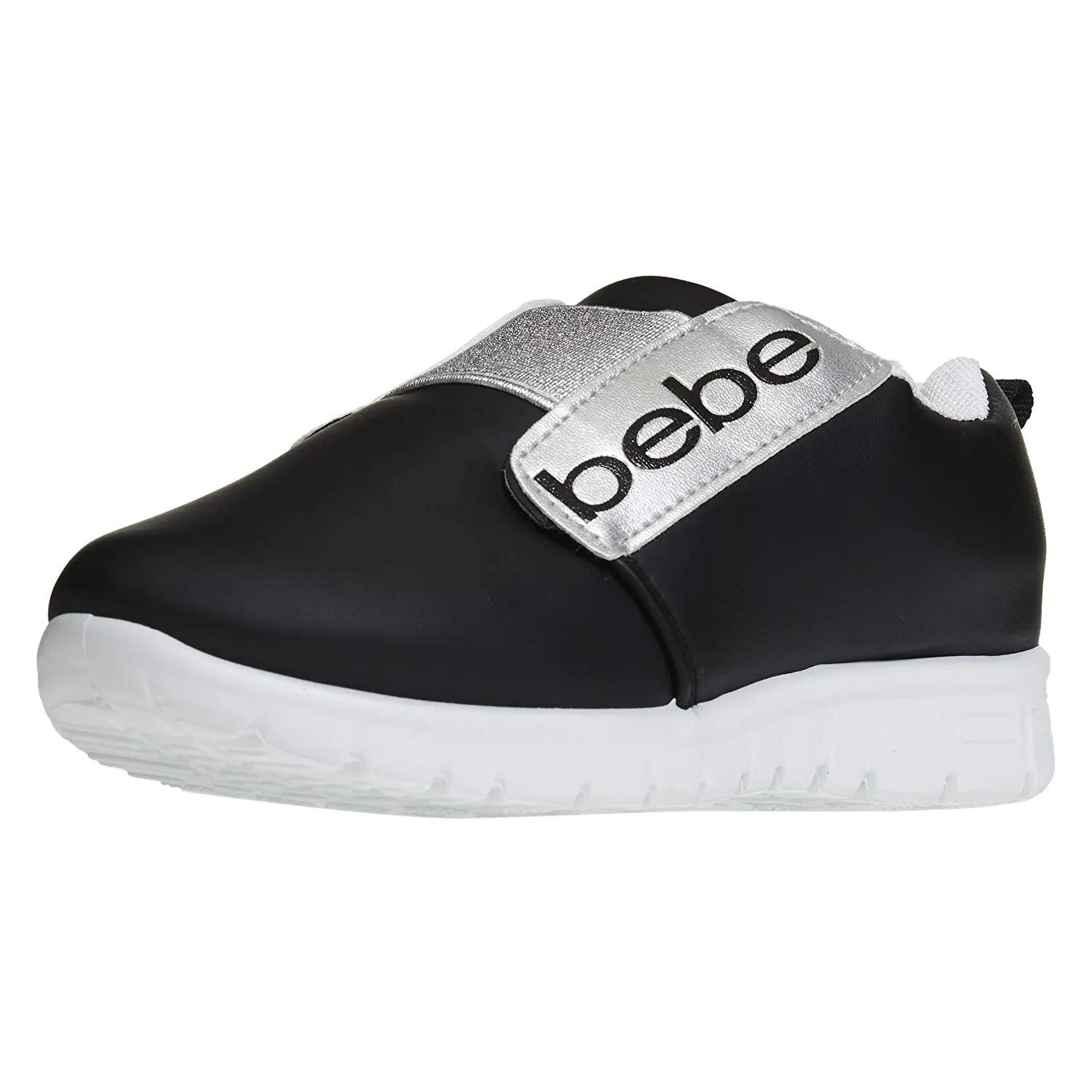 bebe Girls PU Jogger Sneakers Elastic Band Comfort Sporty Slip-On Shoes