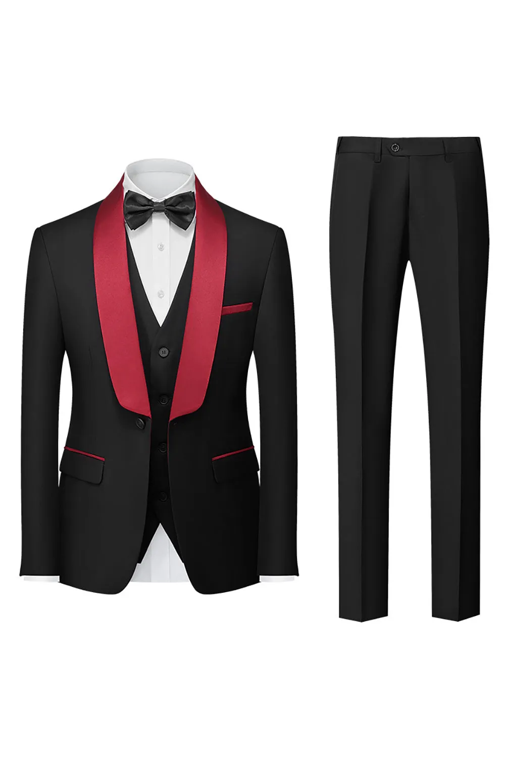 Black 3 Piece Shawl Lapel Men Suits