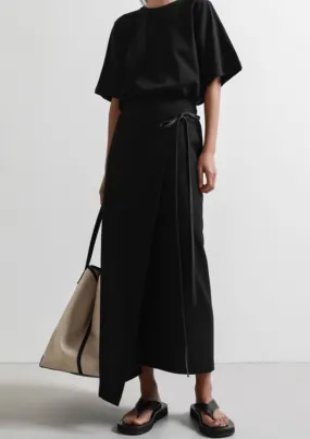 Black Linen Wrap Skirt