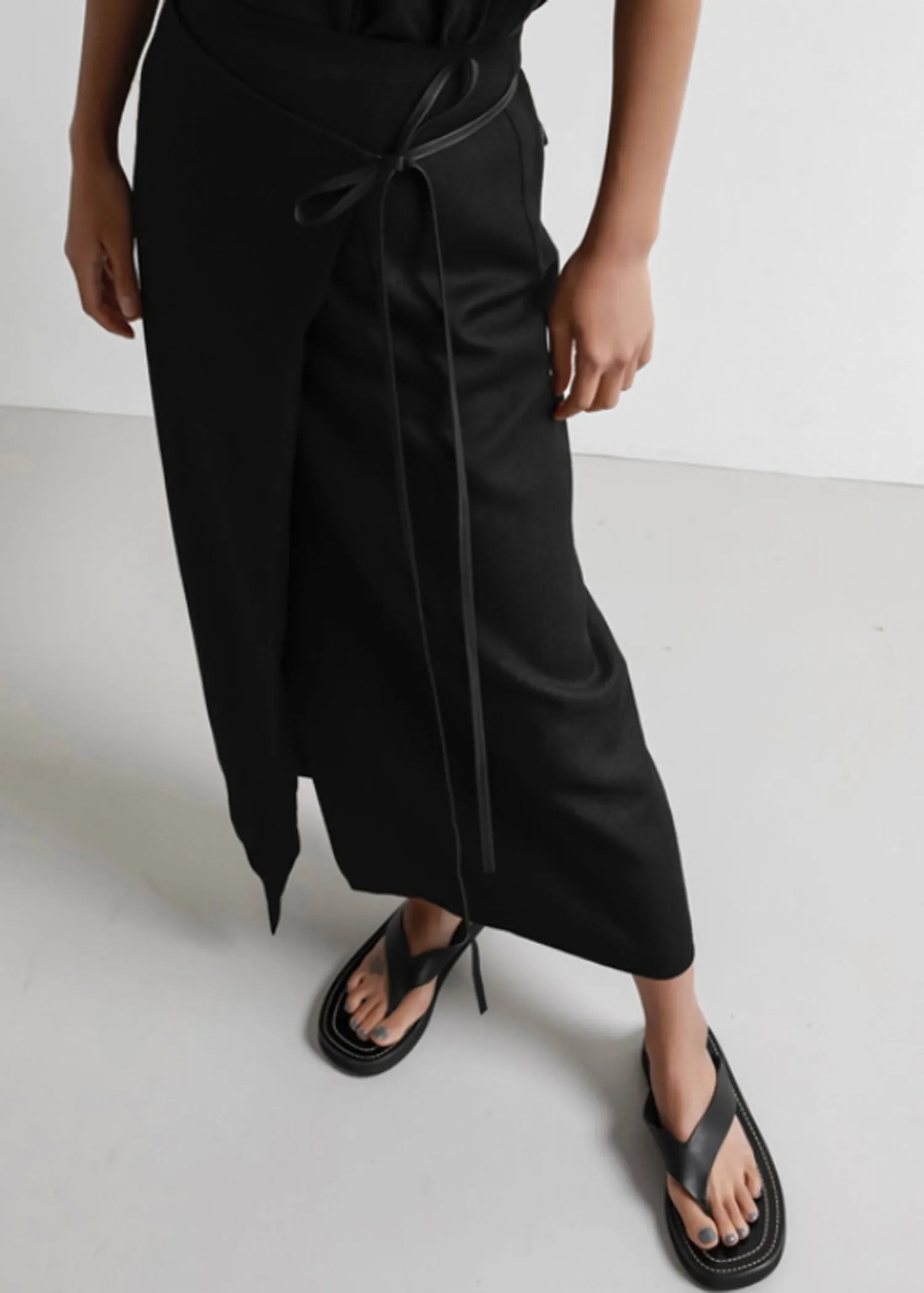 Black Linen Wrap Skirt