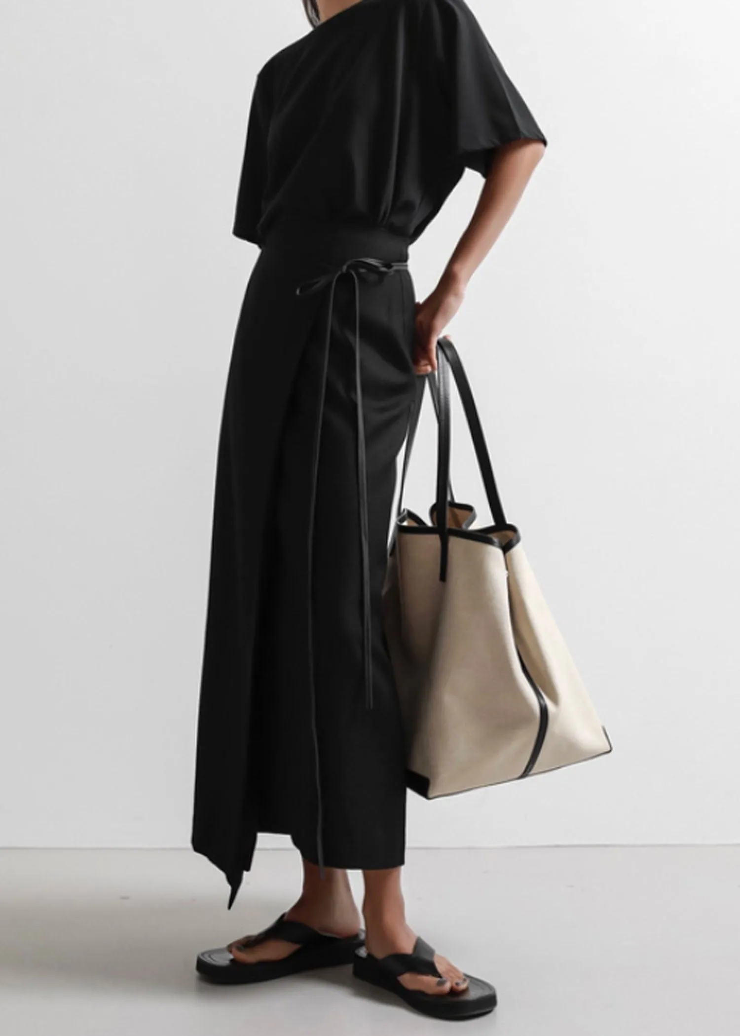 Black Linen Wrap Skirt