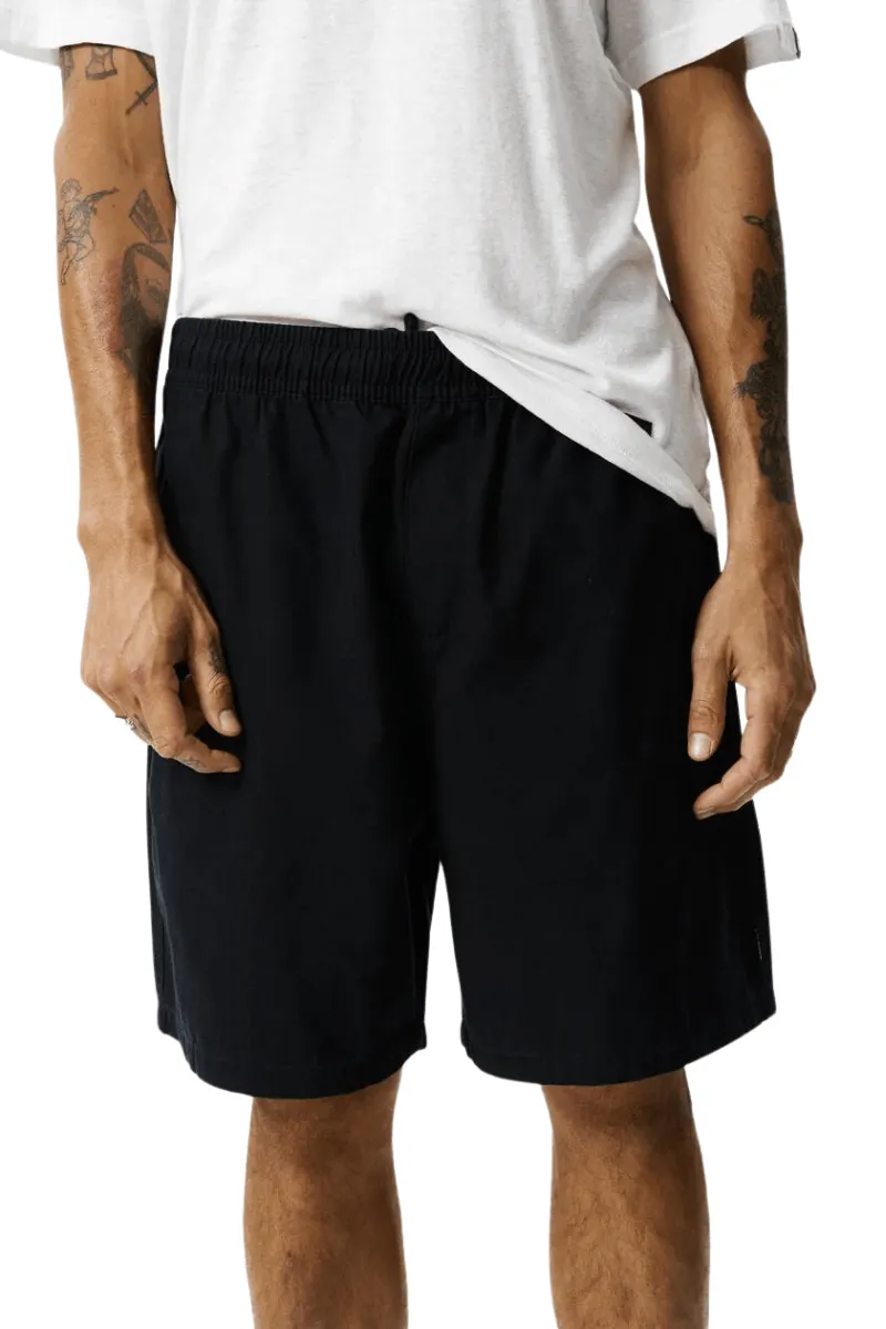 Black Ninety Eights Recycled Baggy Elastic Waist Shorts