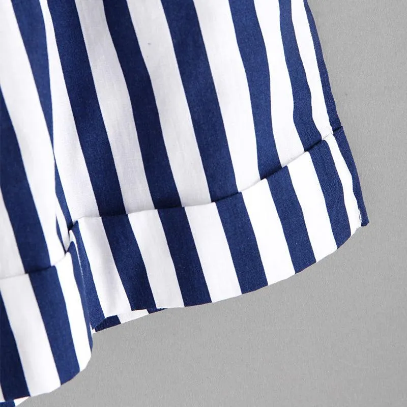 BLUE & WHITE STRIPED SHORTS