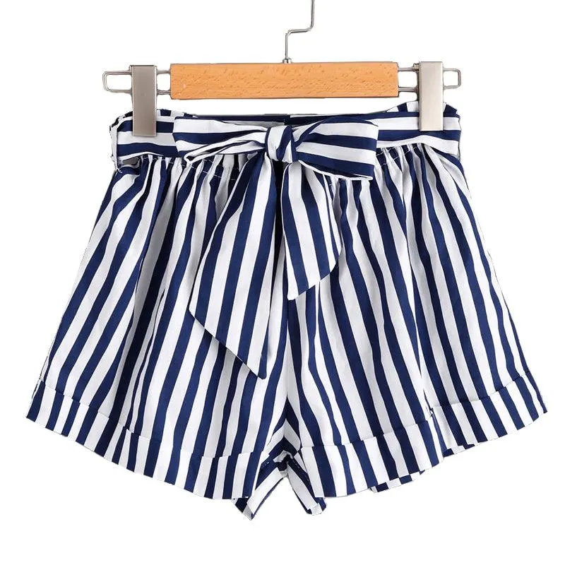 BLUE & WHITE STRIPED SHORTS