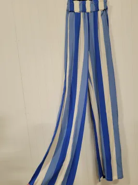 Blue and Cream Striped Pants