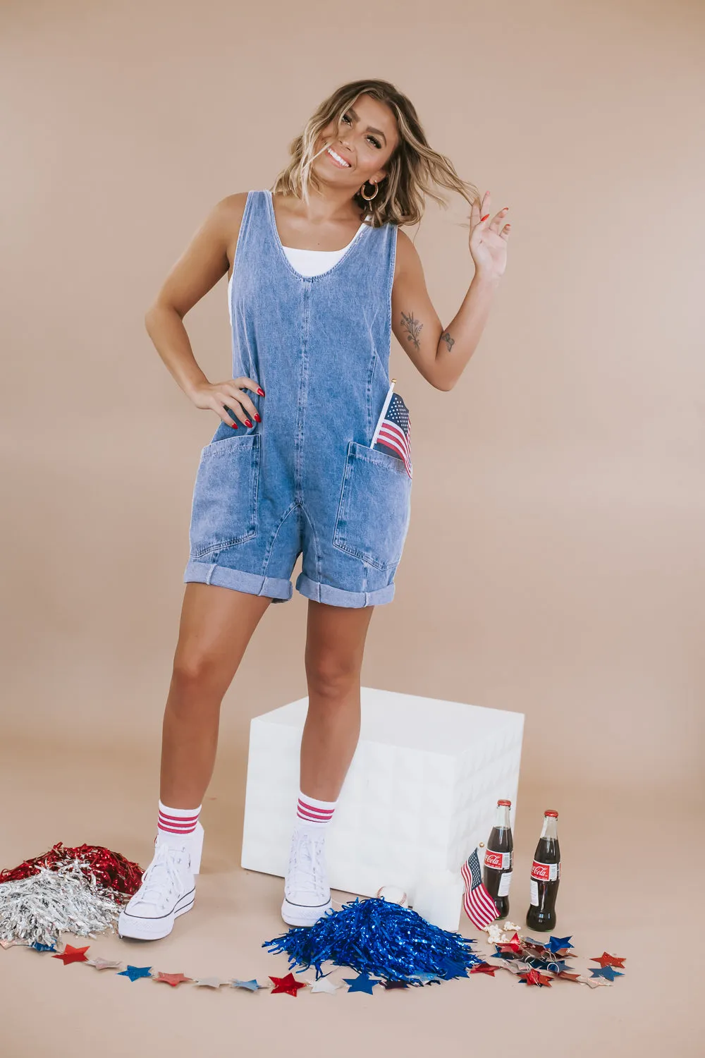 BY TOGETHER: Baggy Denim Shortalls