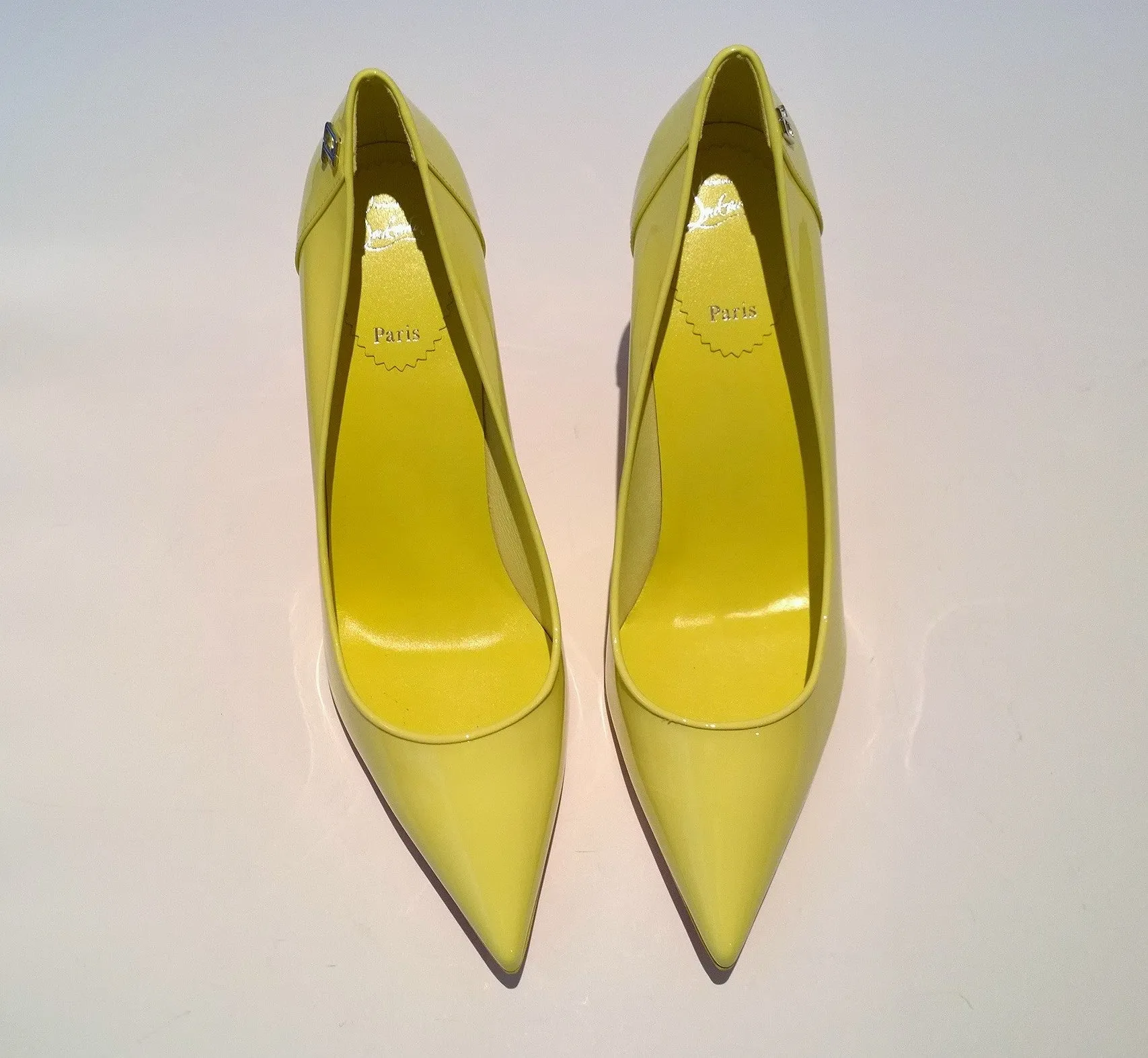 Christian Louboutin Sporty Kate 85 Patent Yellow Heels Piou Piou