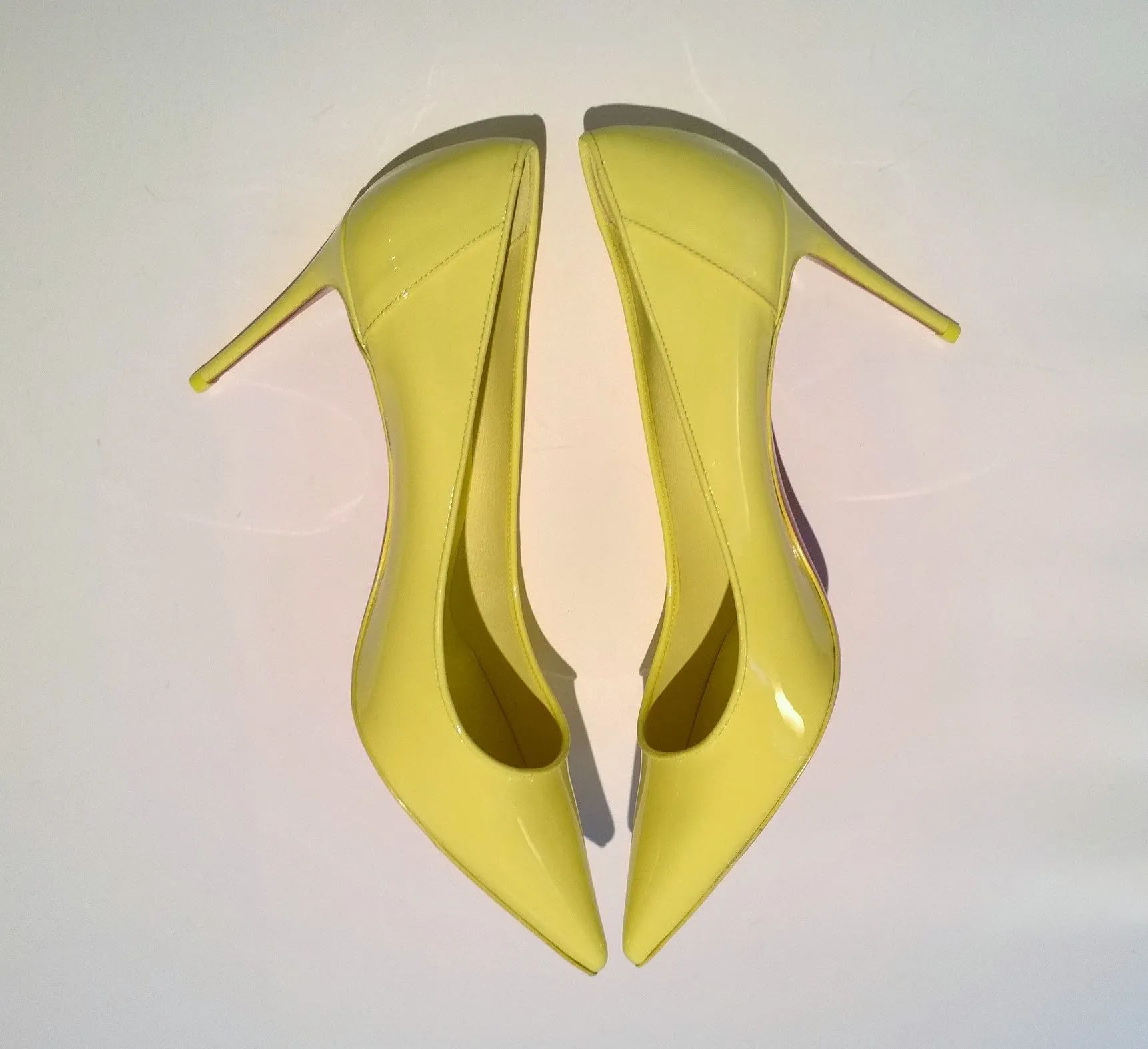 Christian Louboutin Sporty Kate 85 Patent Yellow Heels Piou Piou